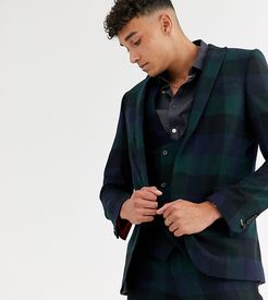 Tall super skinny fit suit jacket in wide green check