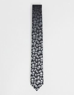 tie with faded skull print in black