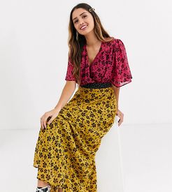 chiffon midaxi dress in mix and match floral print-Multi
