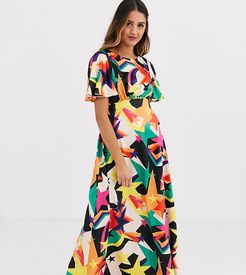 tea midaxi dress in retro star print-Multi