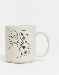 mug with abstract faces in pink