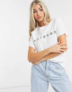 x Friends t-shirt with round neck in relaxed fit in white