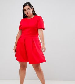 Unique 21 Hero short sleeved skater dress-Red