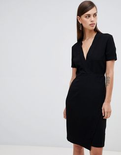 Unique 21 short sleeve wrap dress-Black