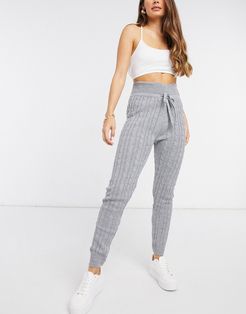 cable knitted sweatpants in gray