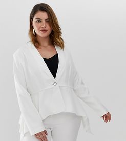 frill hem blazer-White