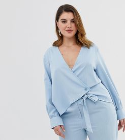 pinstripe wrap top-Blues