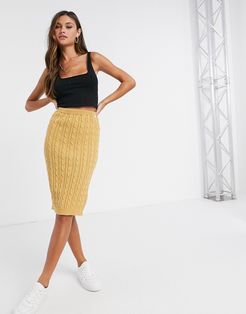 knitted midi skirt in camel-Neutral