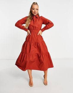 tiered smock dress-Brown