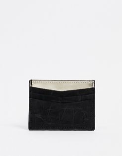 leather card holder in color block-Multi