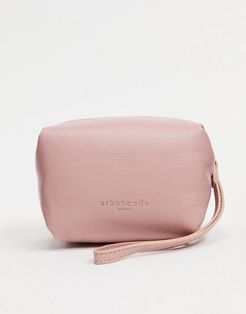 leather wash bag in pink