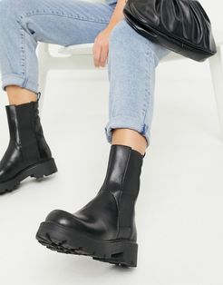 Cosmo 2.0 flat ankle calf boots in black