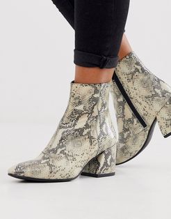 Olivia natural snake leather pointed mid heeled ankle boots-Multi