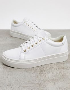 Zoe leather flatform sneakers in white