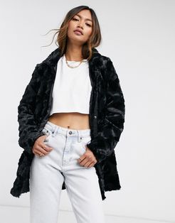 curly faux fur jacket in black