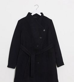 funnel neck coat in black