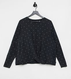 lounge sweatshirt with twist detail in black dot-Multi