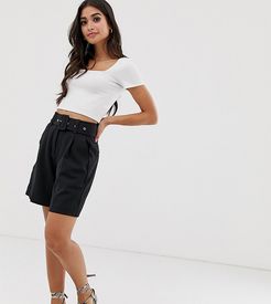 Aware belted tailored city shorts-Black