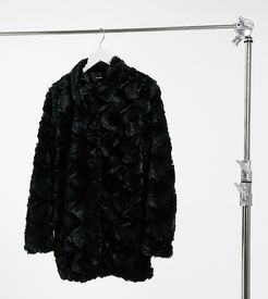 curly faux fur jacket in black