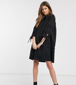 smock dress with high neck in black