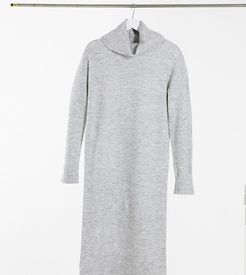 sweater dress with roll neck in gray