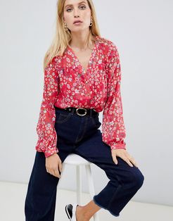 floral sheer blouse-Multi