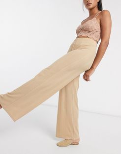 wide leg lounge pants in camel-Tan