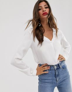 wrap detail blouse-White