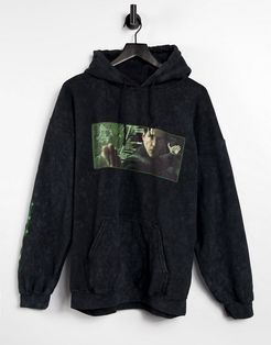 the matrix print hoodie in black
