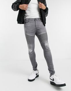 Voi Hendon biker jeans in gray-Grey