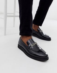 del chain loafers in black high shine