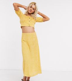 midi slip skirt in ditsy floral two-piece-Yellow