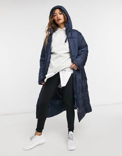 Ally long padded jacket in navy