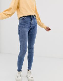 Body organic cotton high waist skinny jeans in mid blue-Blues