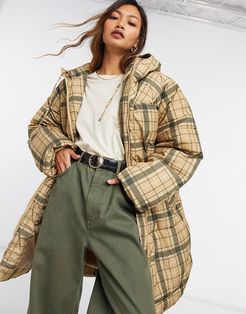 Rut recycled plaid padded jacket in beige-Neutral