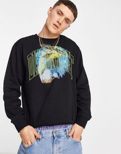 Standard Printed Sweatshirt in Black