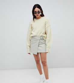 Tie Front Mini Skirt-Neutral