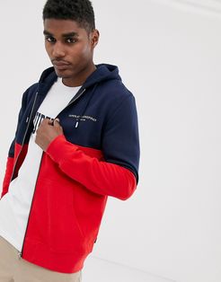 Block zip hoody-Navy