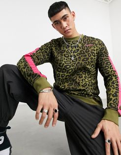 Miles stripe leopard camo sweatshirt-Green