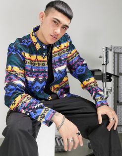 Olavi printed corduroy long sleeve shirt-Blues