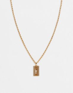neckchain in gold with rectangular cut out pendant