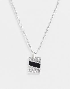 necklace in silver with embellished and enamel rectangular pendant