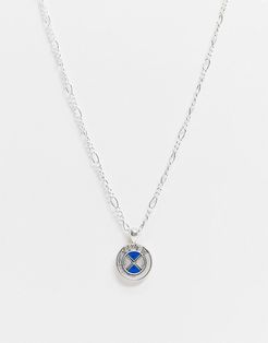 necklace in silver with embossed logo circle pendant