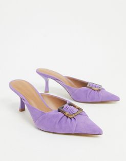 Analise buckle heeled mules in purple leather