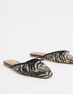 Cara mule ballet flat shoes in zebra leather-Multi