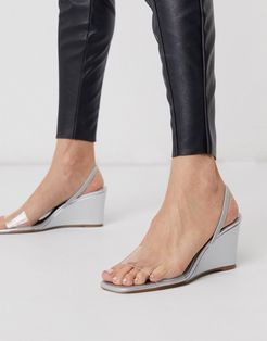 Thalia perspex mix wedges in mirrored silver