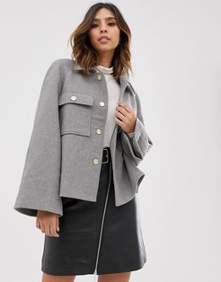 boxy utility jacket with volume sleeve-Multi