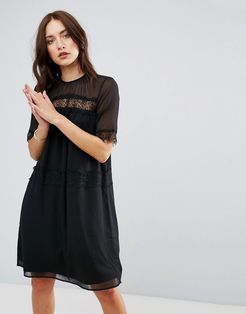 Cicotta Lace Insert Dress-Black