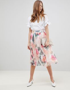 Printed Full Skirt Two-Piece-Multi
