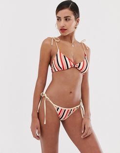 Stripe high leg bikini bottom-Multi